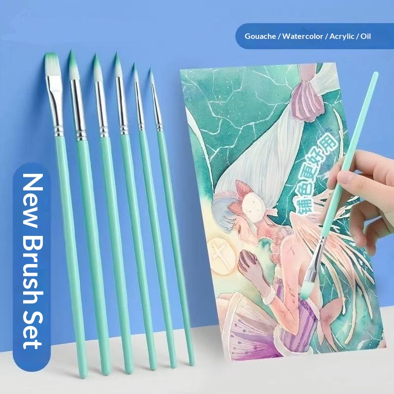 Gouache Paint Set - Ensemble de 6 pinceaux en nylon