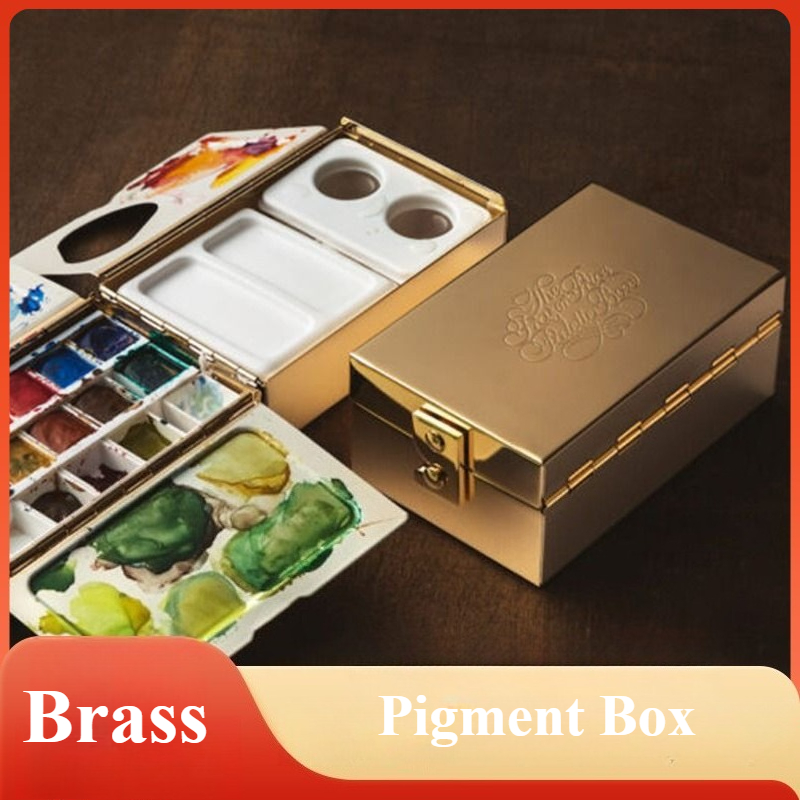 Gouache Paint Set - Boîte d'aquarelle galvanisée en laiton de